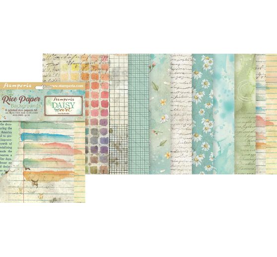 Motif straw silk backgrounds "Daisy Art", set of 8