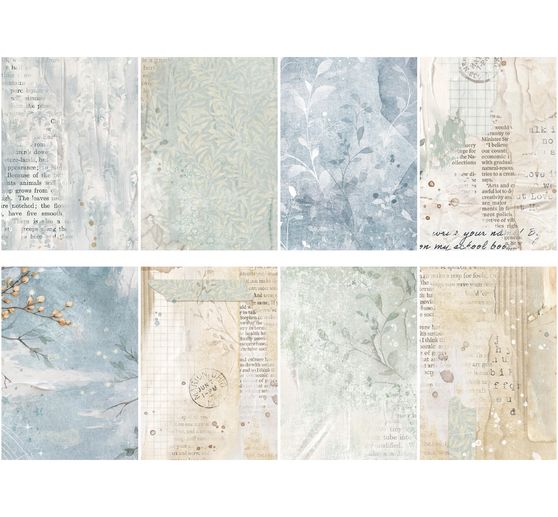 Motif straw silk backgrounds "Secret Diary", set of 8