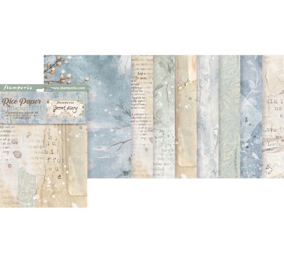 Motif straw silk backgrounds "Secret Diary", set of 8