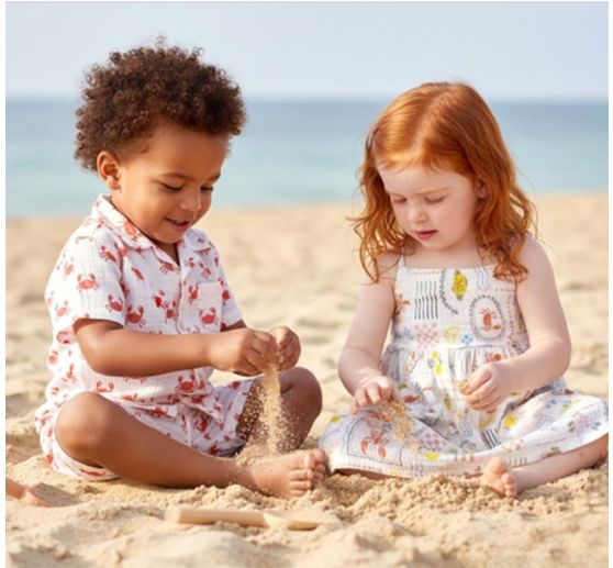 Mousseline katoenen stof "Krabben"