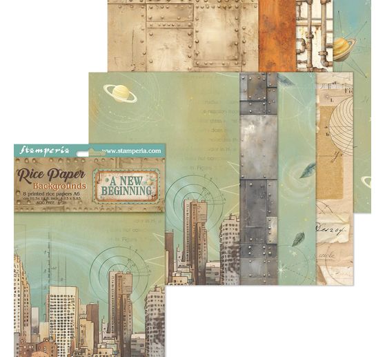 Motif straw silk backgrounds "A New Beginning", set of 8