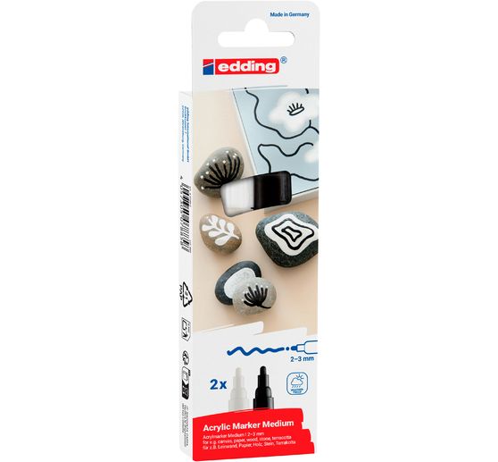 edding 5100 Acrylic "Acrylmarker - Zwart/Wit", Medium, set van 2