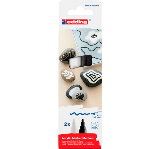 edding 5100 Acrylic "Acrylmarker - Zwart/Wit", Medium, set van 2