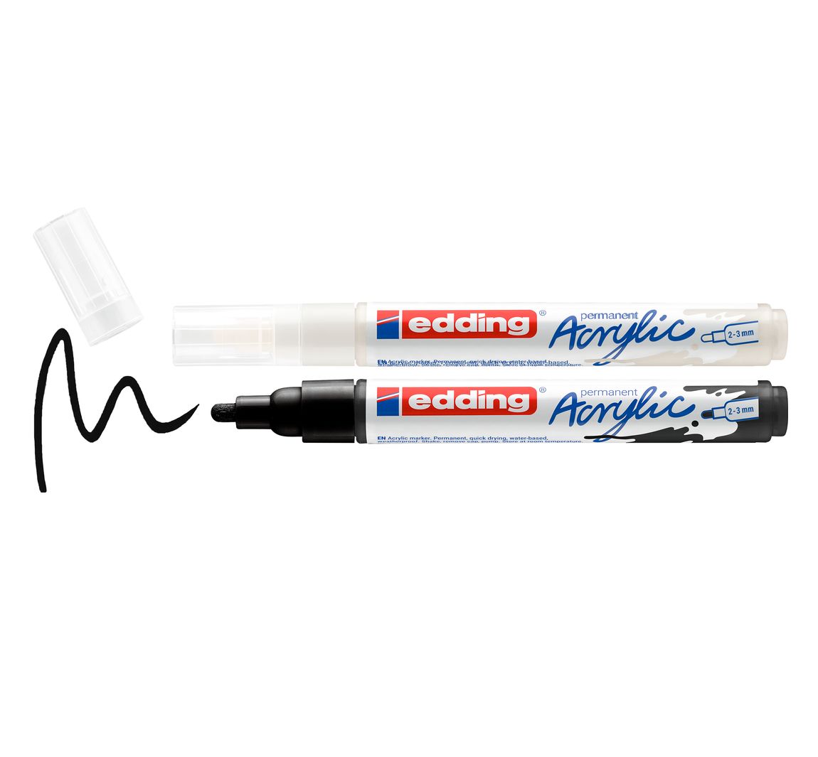 edding 5100 Acrylic "Acrylmarker - Zwart/Wit", Medium, set van 2