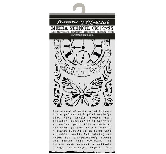 Sjabloon "Gardens of Time - Clock and Butterfly"