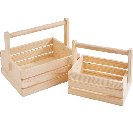 VBS Houten kist met handvat, set van 2