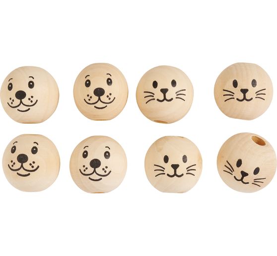 Houten koppen "Hond en Kat", set van 8
