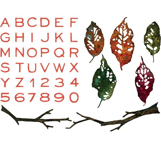 Sizzix Thinlits Punching template "Leaves + Sticks by Tim Holtz"