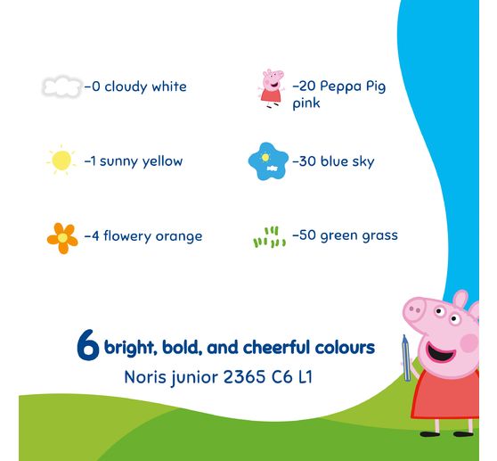 Noris junior stoepkrijt "Peppa Pig", 6 kleuren