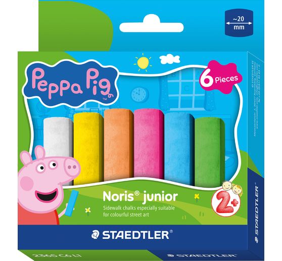 Noris junior stoepkrijt "Peppa Pig", 6 kleuren