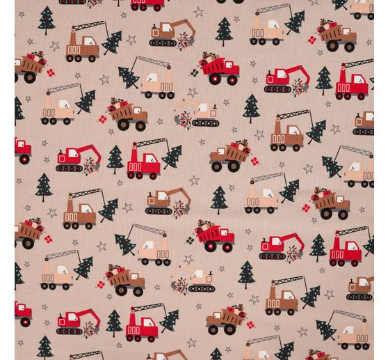 Jersey fabric "Trucks and Trees"