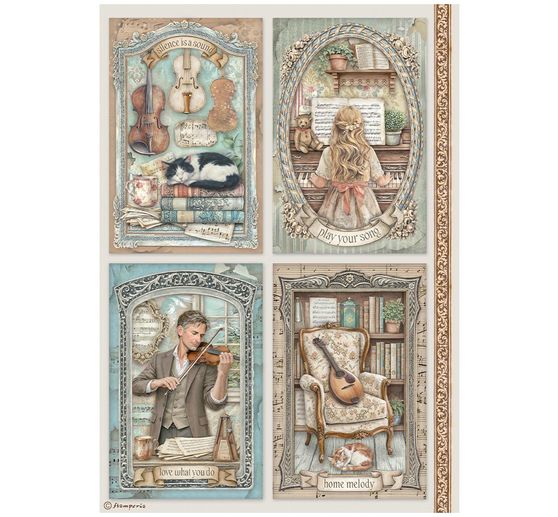 Stamperia Motief strozijde assortiment "Symphony", DIN A4, set van 6