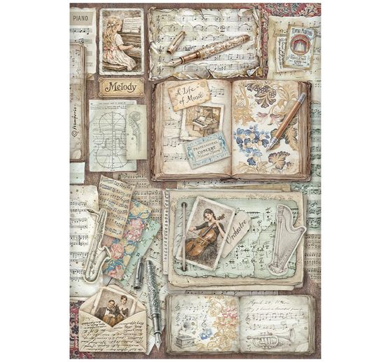Stamperia Motief strozijde assortiment "Symphony", DIN A4, set van 6