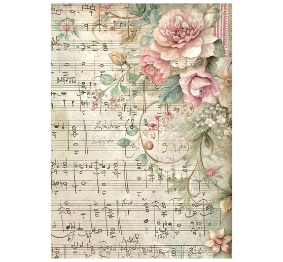 Stamperia Motif straw silk backgrounds "Symphony", DIN A6, set of 8