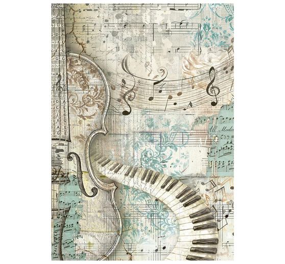 Stamperia Motif straw silk backgrounds "Symphony", DIN A6, set of 8