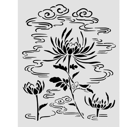 Stamperia Sjabloon "Oriental Garden - Lotus flower", 20 x 25 cm