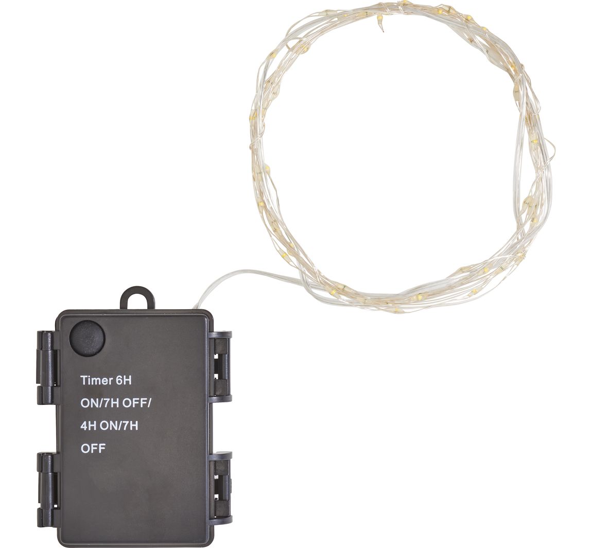 Micro‑LED lichtsnoer voor buiten, met timer, 3 m, 60 LED’s