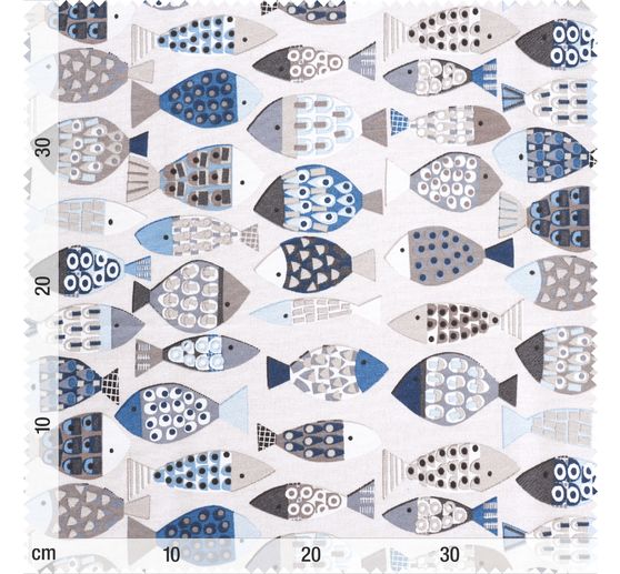 Decoration fabric linen optics "Blue fish"