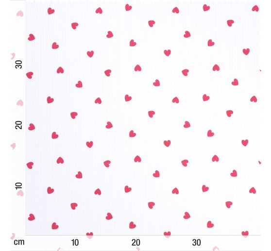 Rib jersey fabric "Hearts Red"