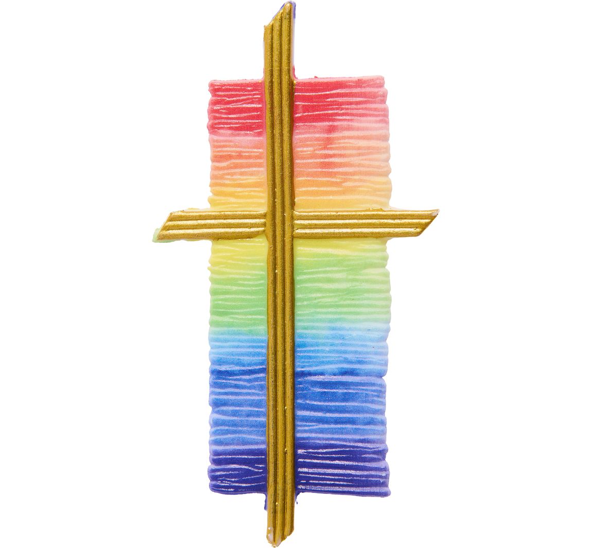 Wasmotief "Regenboogkruis"
