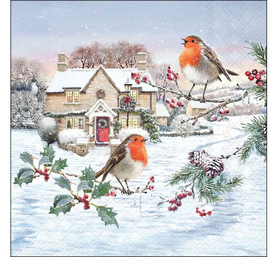 Napkin "Robin in winter"