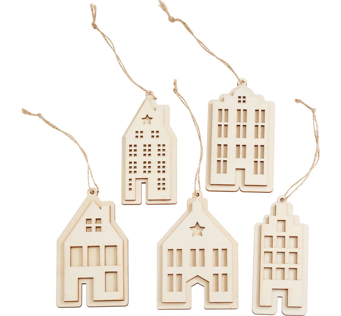 Houten hangers “Huisjes”