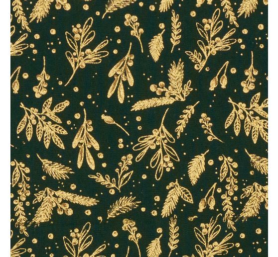 Cotton poplin fabric hot foil "Holly Green"