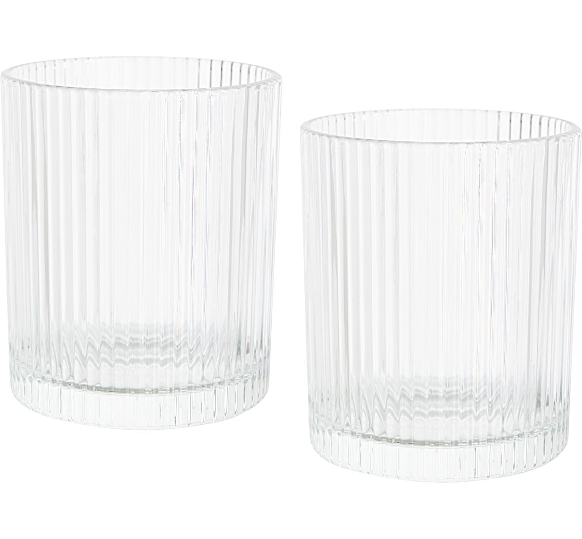 VBS Windlichtglas "Relax", geribbeld, 2 stuks