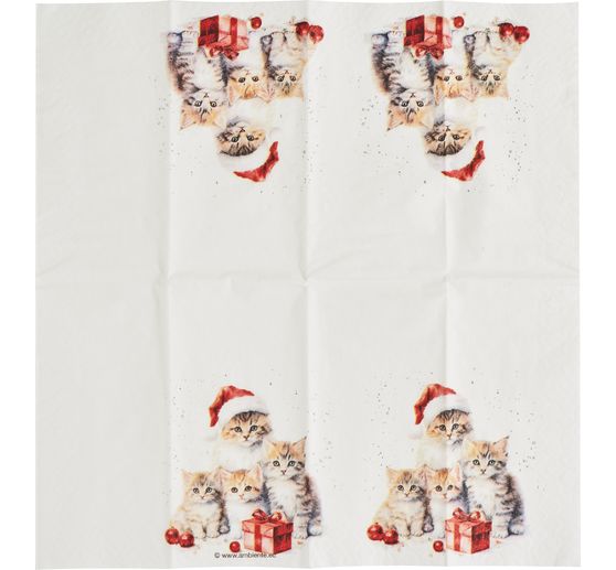 Papieren zakdoekjes "Kerstkatten"