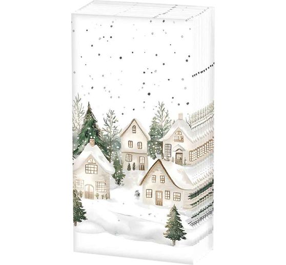 Papieren zakdoekjes "Winterdorp"