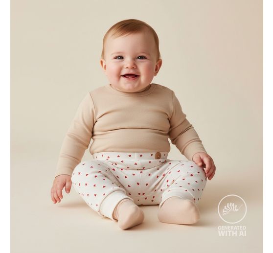 Rib jersey stof "Harten Rood"