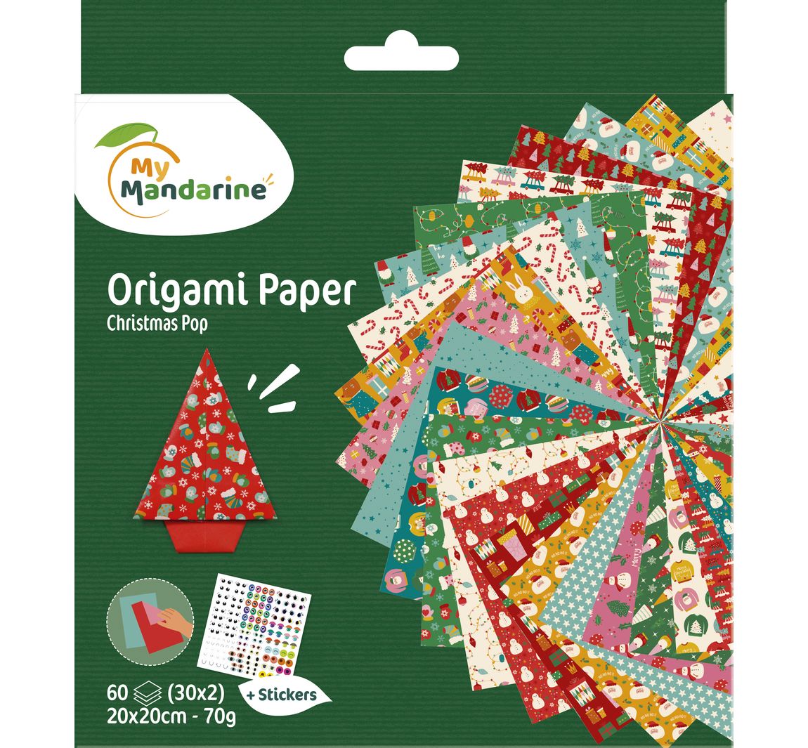 My Mandarine Vouwpapier assortiment "Kerstmis", 20 x 20 cm