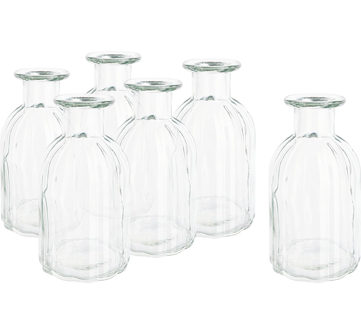 VBS XXL Glazen vaas, geribbeld, 6 stuks