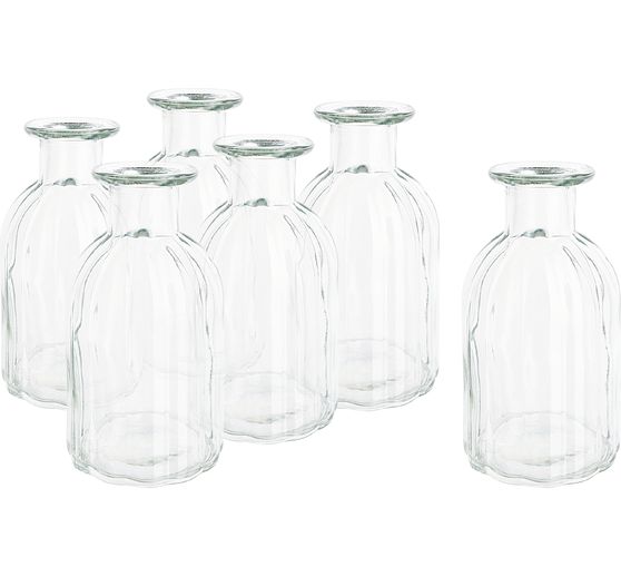 VBS XXL Glazen vaas, geribbeld, 6 stuks