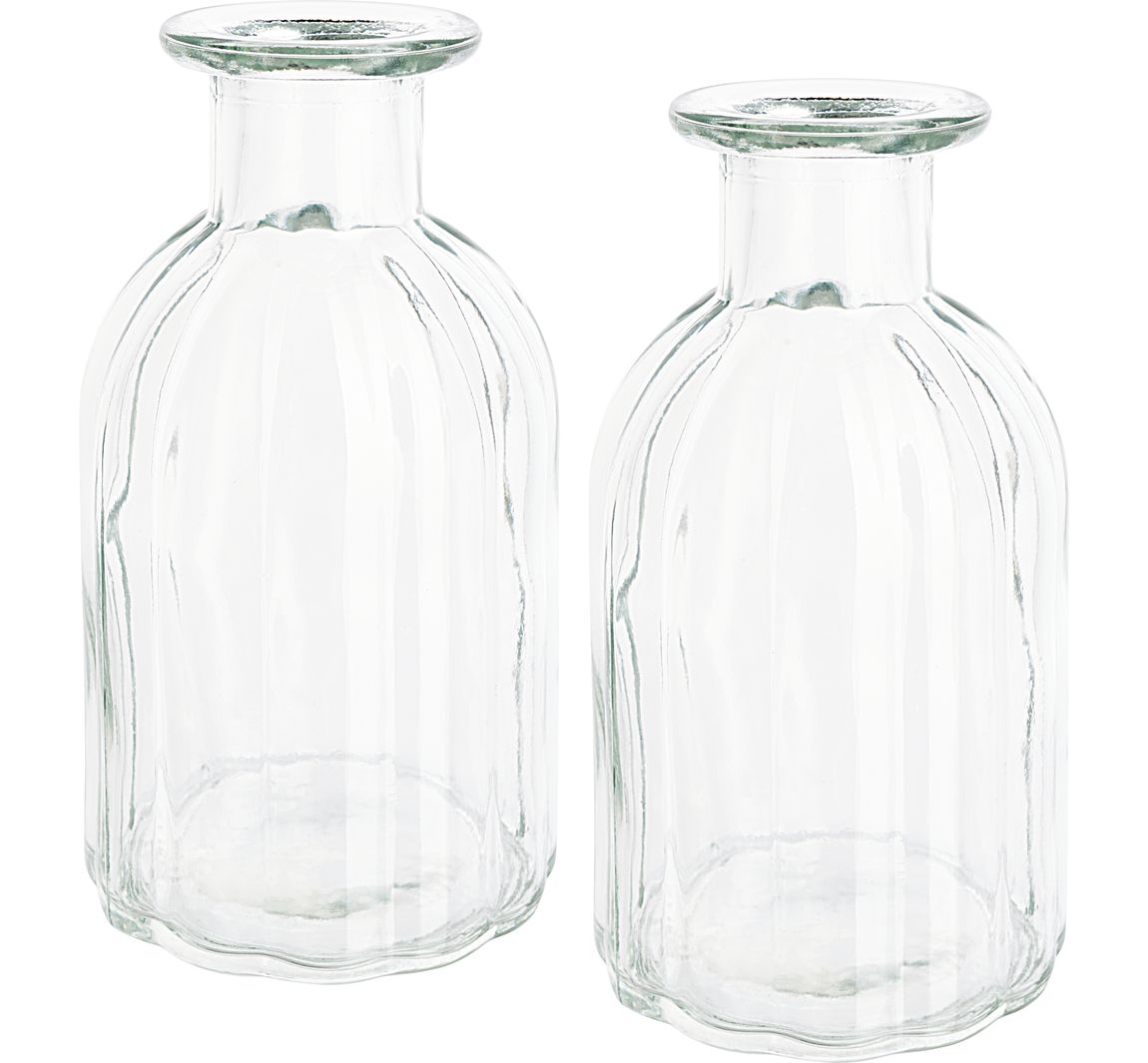 VBS Glazen vaas, geribbeld, 2 stuks