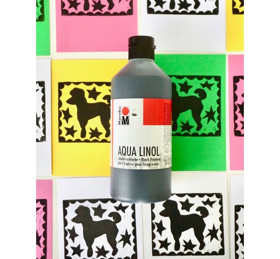 Marabu Aqua linodrukverf, zwart, 500 ml