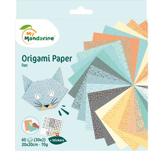 Vouwpapier-assortiment "Dieren", 60 vellen, incl. stickervel