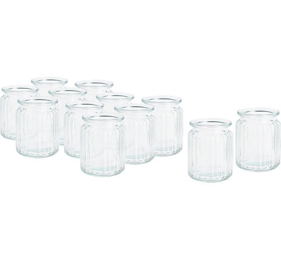 VBS XXL Glazen windlichtvaas "Grooves", 12 stuks