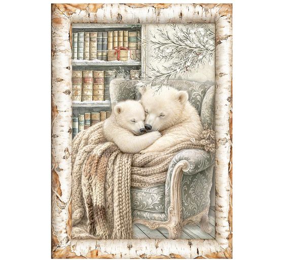 Stamperia Motif straw silk assortment "White Christmas", DIN A6, set of 8