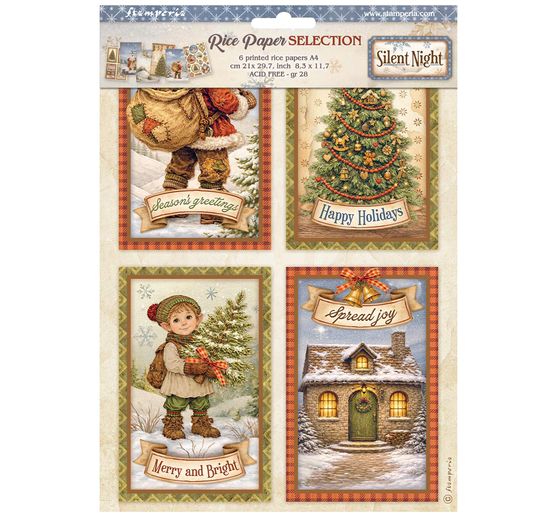 Stamperia Motief strozijde assortiment "Silent Night", DIN A4, set van 6
