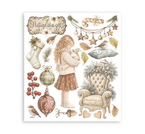 Stamperia XL Rub On assortiment "White Christmas"