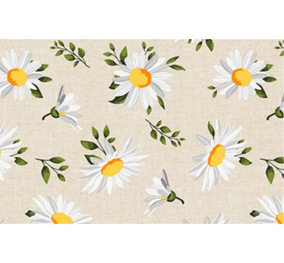 Patterned fabric in linen look "Daisies"