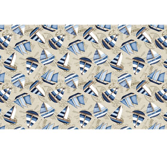 Motiefstof in linnenlook "Harbour"