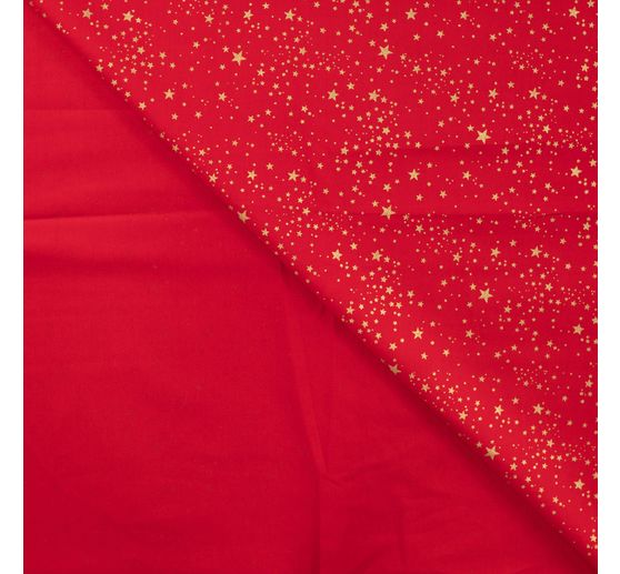 Cotton poplin fabric hot foil "Small stars &ndash; Red"