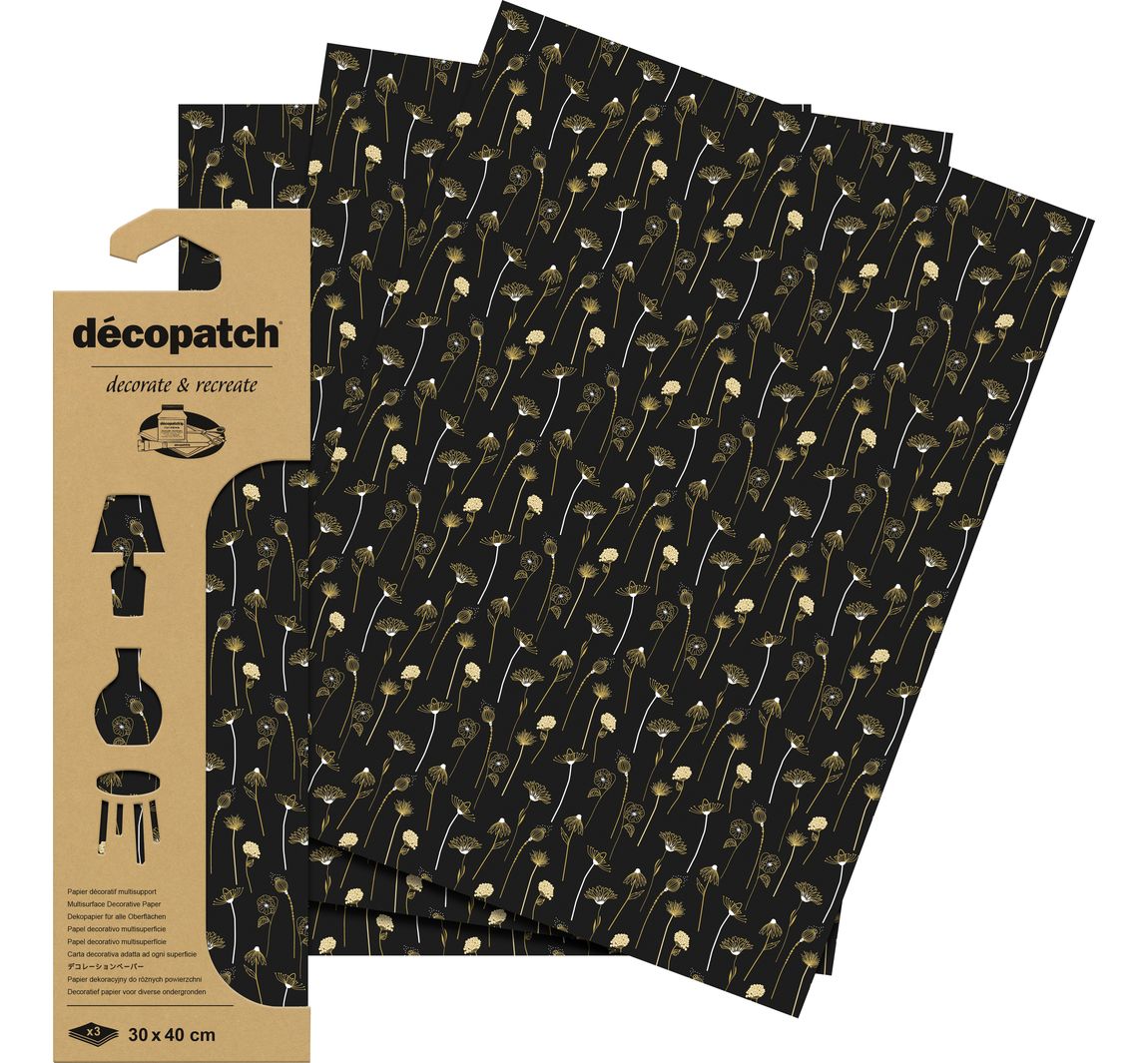 Décopatch Hot-Foil-papier "Golden Flowers"