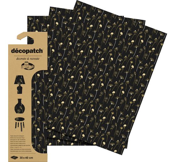 D&eacute;copatch Hot-Foil Paper "Golden Flowers"