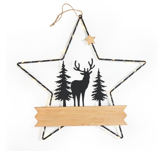 VBS Metalen decoratieve ster "Hert in het bos", met LED