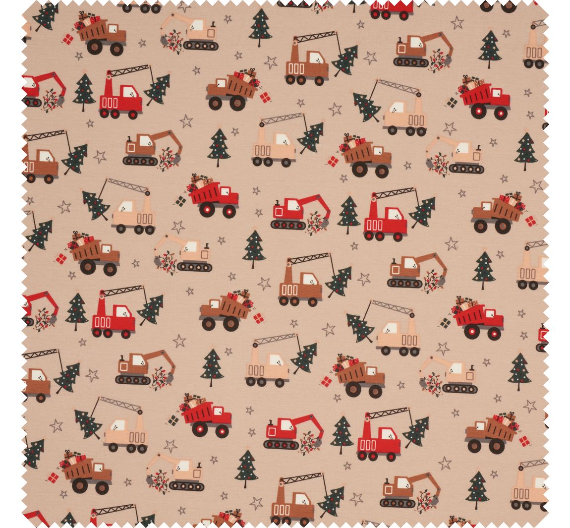Jersey stof "Trucks and Trees"