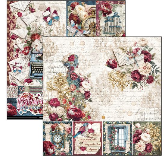 Ciao Bella scrapbookpapier "Bohemian Burgundy"