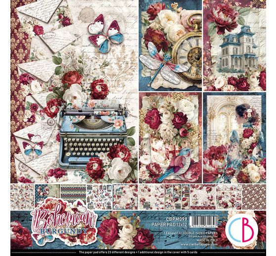 Ciao Bella scrapbookpapier "Bohemian Burgundy"
